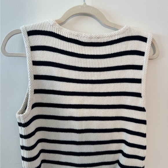 Abercrombie & Fitch White and Navy Striped Knit Button Tank - Picture 2 of 2